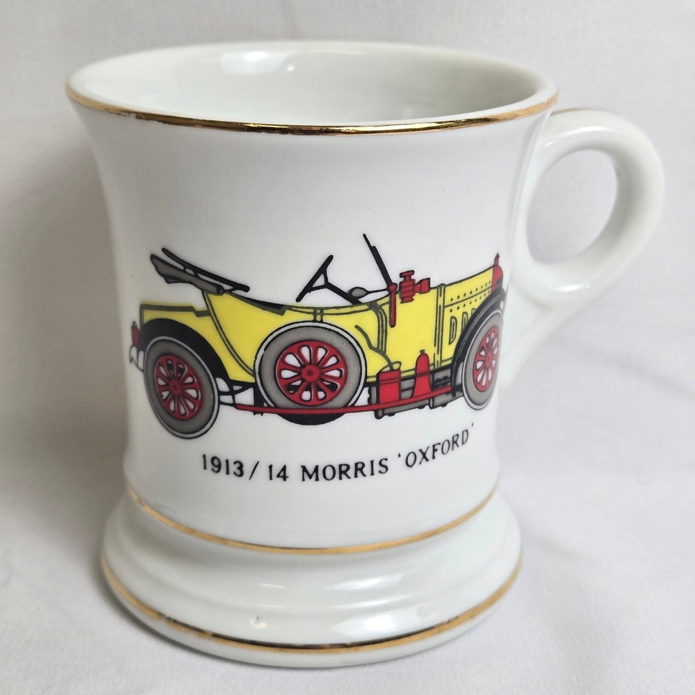 Lefton 1913/14 Morris Oxford Mustache Guard Mug White‎ Gold Porcelain Vintage